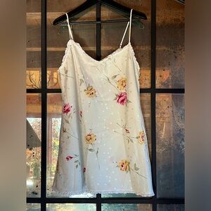 Oscar de la Renta White Slip Dress with floral pattern (S/M)